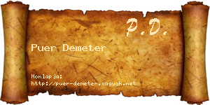 Puer Demeter névjegykártya